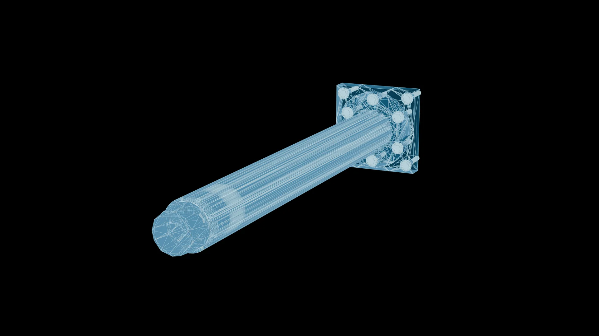 Holographic wireframe render of the Remus engine